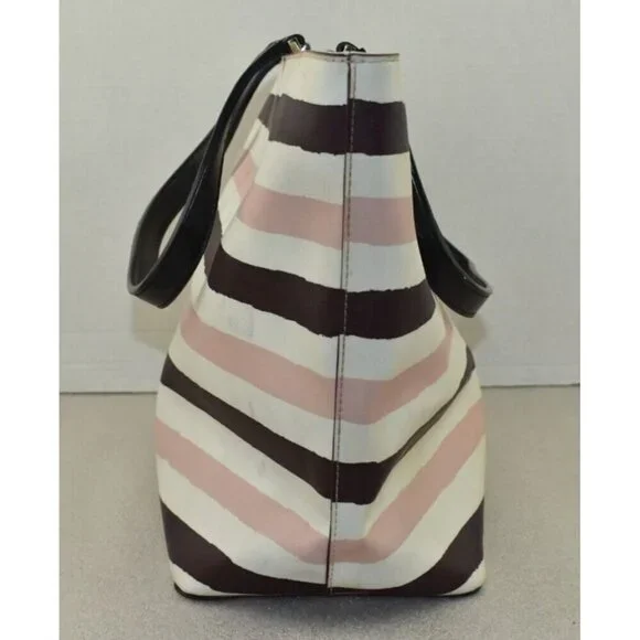 Kate Spade Women Grant Street Jules Grainy Striped Vinyl Shoulder Bag Beach Tote - Picture 2 of 16